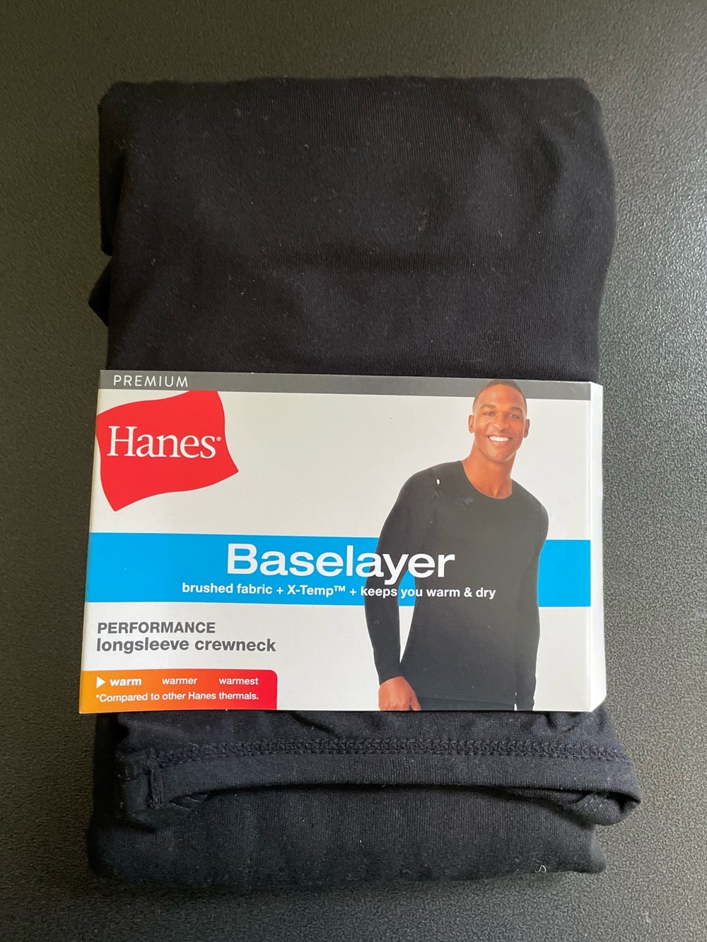 Hanes Baselayer Performance Long Sleeve Crewneck Black